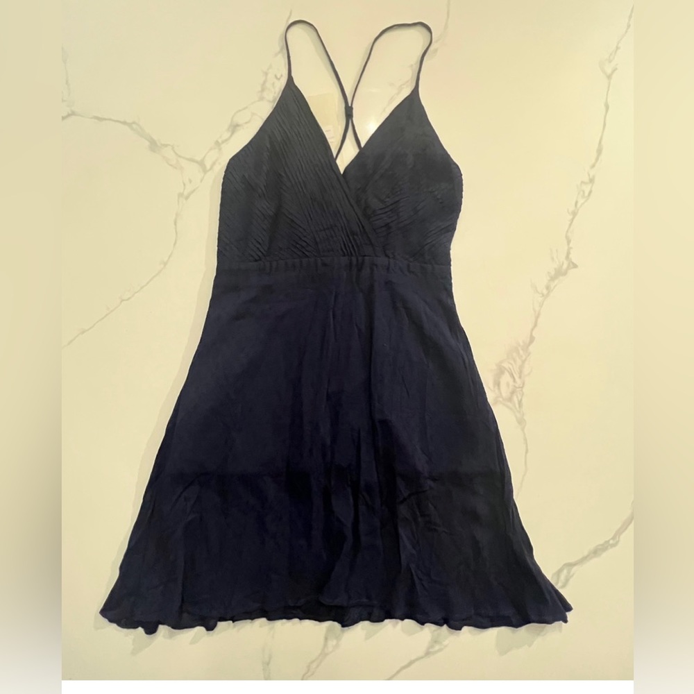 NWT ESLEY navy blue lightweight sleeveless summer dress
